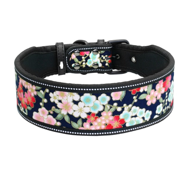 Collar de nylon reflectante para perros, Collar transpirable acolchado a rayas. - Mascotalux