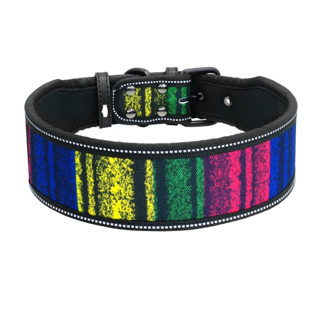 Collar de nylon reflectante para perros, Collar transpirable acolchado a rayas. - Mascotalux