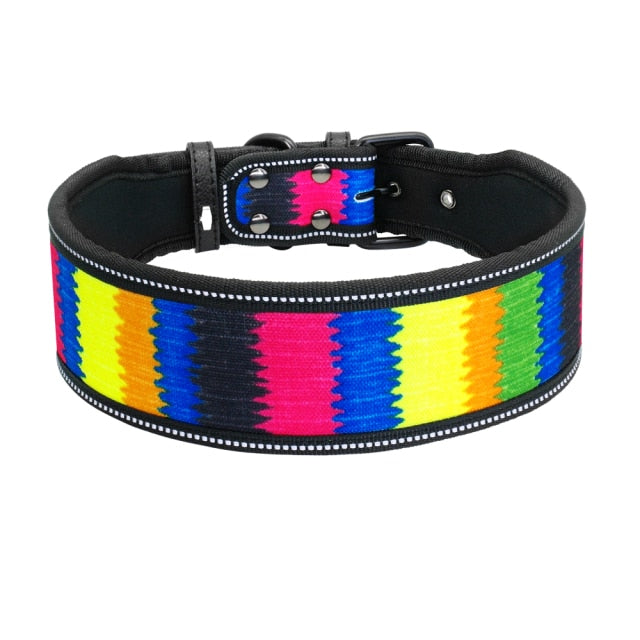 Collar de nylon reflectante para perros, Collar transpirable acolchado a rayas. - Mascotalux