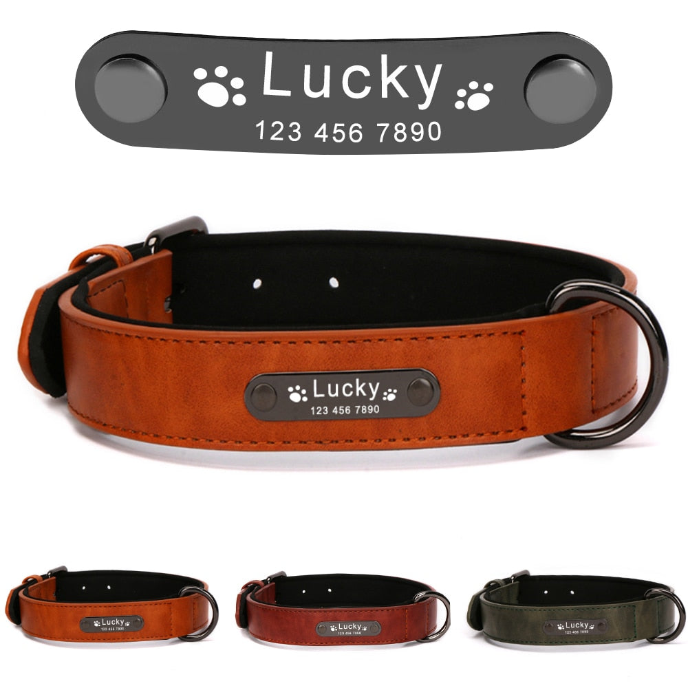 Collar de perros de piel sintética personalizado, 8 colores, productos para mascotas. - Mascotalux