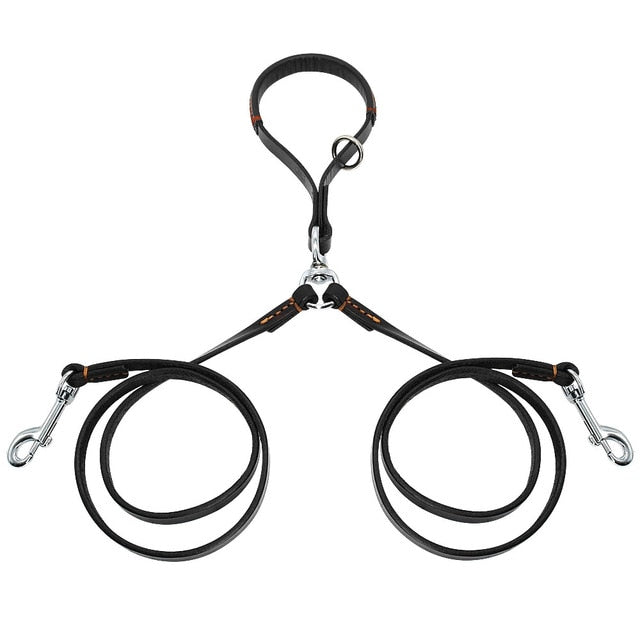 Correa de cuero para perros medianos y pequeños. Acoplador con asa para caminar y entrenar. - Mascotalux