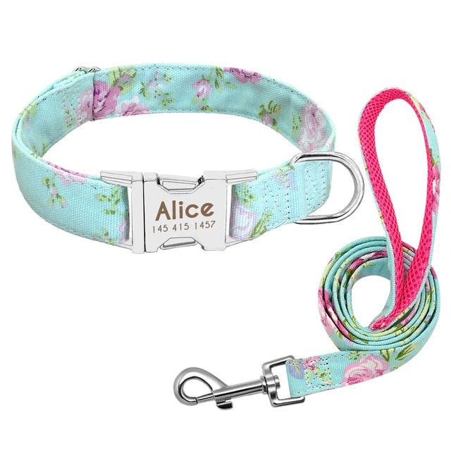 Correa con placa de identificación, ajustable, para perros medianos y grandes. Collar de nailon personalizado para perro. - Mascotalux