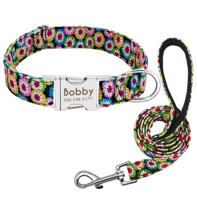 Correa con placa de identificación, ajustable, para perros medianos y grandes. Collar de nailon personalizado para perro. - Mascotalux