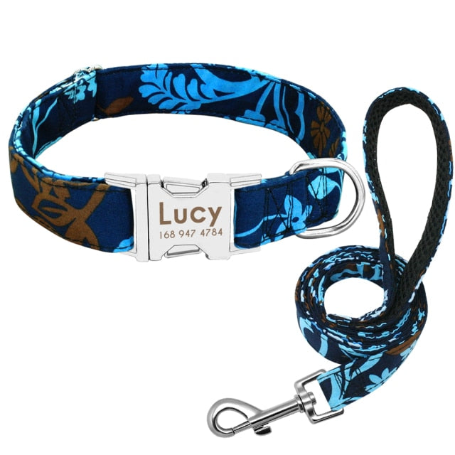 Correa con placa de identificación, ajustable, para perros medianos y grandes. Collar de nailon personalizado para perro. - Mascotalux