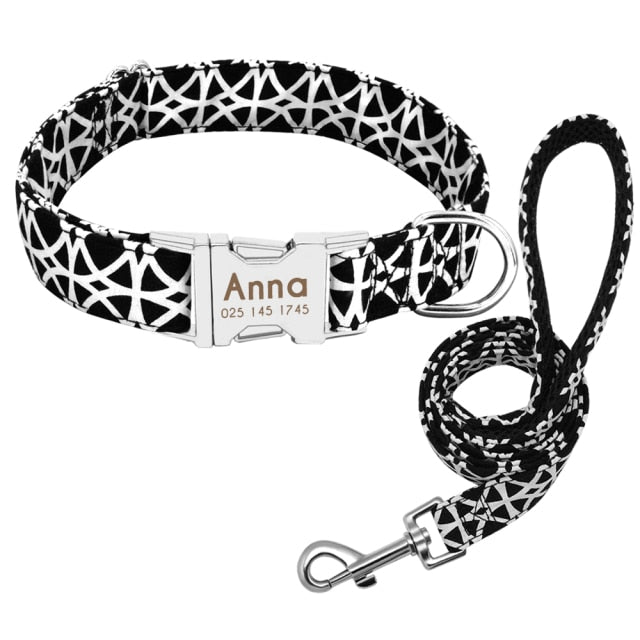 Correa con placa de identificación, ajustable, para perros medianos y grandes. Collar de nailon personalizado para perro. - Mascotalux