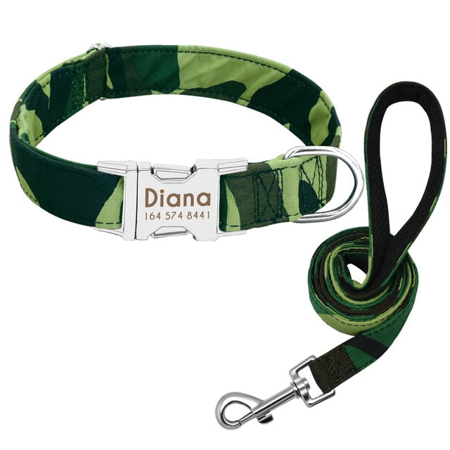Correa con placa de identificación, ajustable, para perros medianos y grandes. Collar de nailon personalizado para perro. - Mascotalux