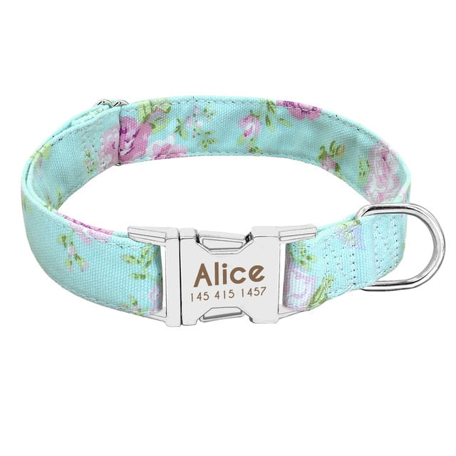 Correa con placa de identificación, ajustable, para perros medianos y grandes. Collar de nailon personalizado para perro. - Mascotalux