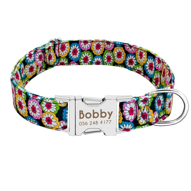 Correa con placa de identificación, ajustable, para perros medianos y grandes. Collar de nailon personalizado para perro. - Mascotalux