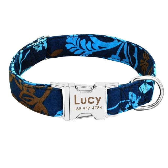 Correa con placa de identificación, ajustable, para perros medianos y grandes. Collar de nailon personalizado para perro. - Mascotalux