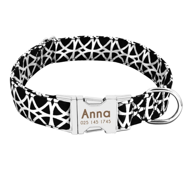 Correa con placa de identificación, ajustable, para perros medianos y grandes. Collar de nailon personalizado para perro. - Mascotalux