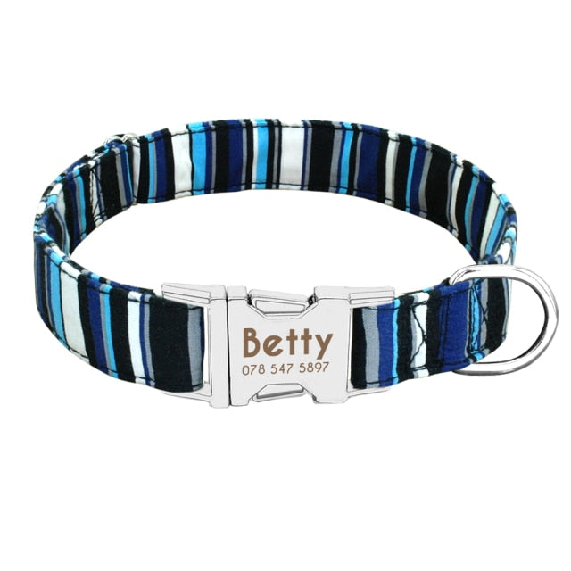Correa con placa de identificación, ajustable, para perros medianos y grandes. Collar de nailon personalizado para perro. - Mascotalux