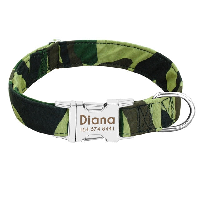 Correa con placa de identificación, ajustable, para perros medianos y grandes. Collar de nailon personalizado para perro. - Mascotalux