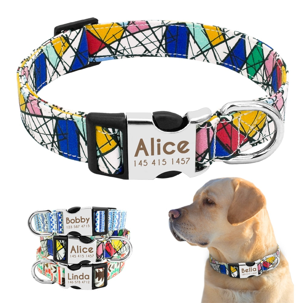 Collar para perro, personalizado con placa de etiqueta de identificación grabada - Mascotalux
