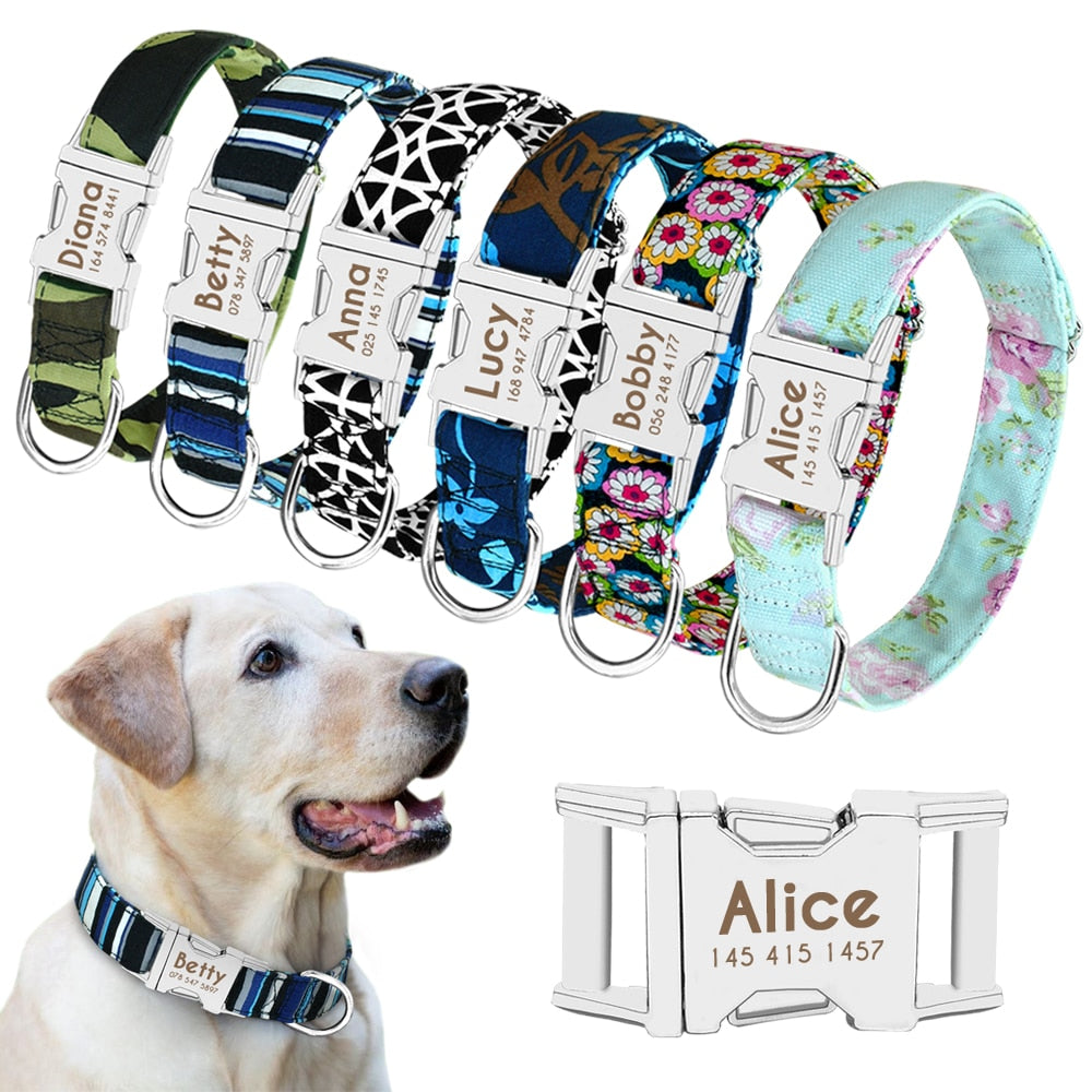 Collar para perro, personalizado con placa de etiqueta de identificación grabada - Mascotalux