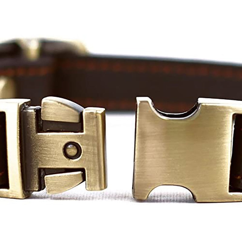 Collar de piel auténtica para perro. Hecho a mano. Fuerte y cómodo. Hebilla de Metal. - Mascotalux