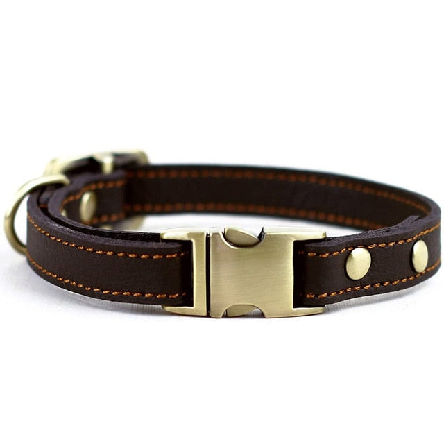 Collar de piel auténtica para perro. Hecho a mano. Fuerte y cómodo. Hebilla de Metal. - Mascotalux
