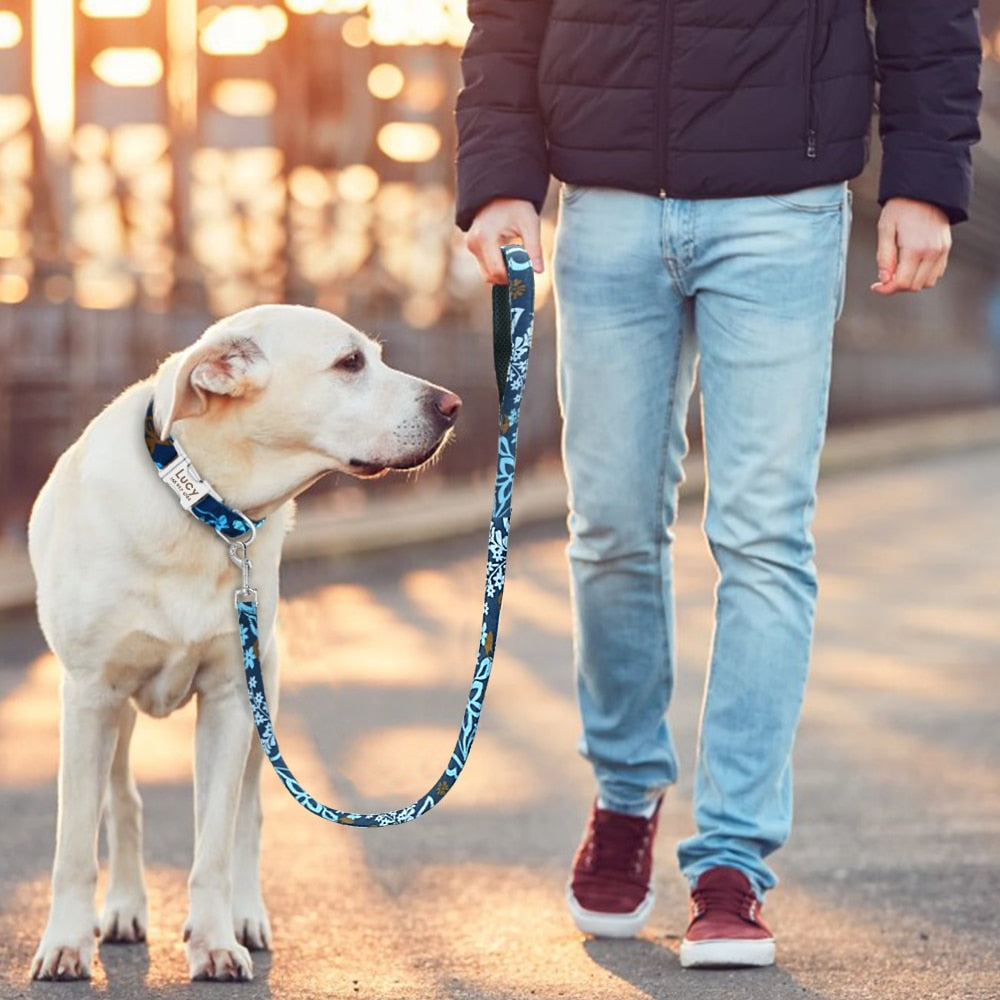 Correa con placa de identificación, ajustable, para perros medianos y grandes. Collar de nailon personalizado para perro. - Mascotalux
