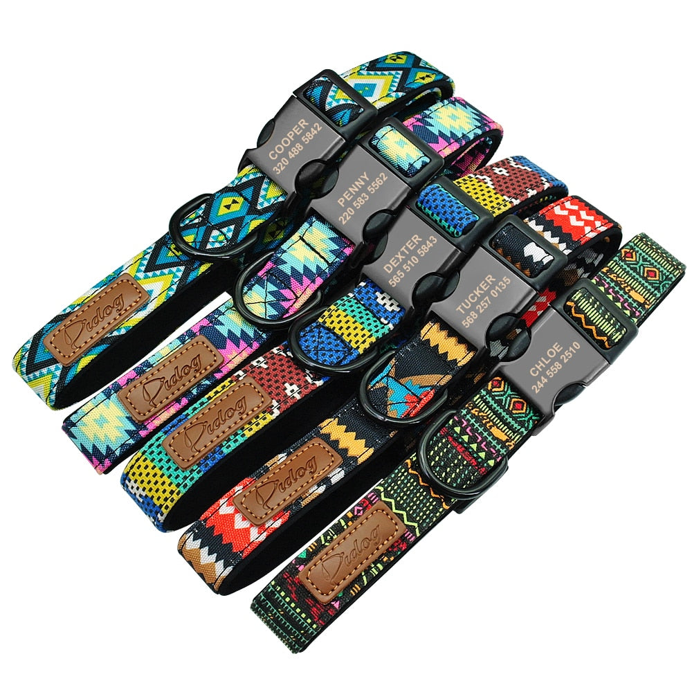 Collar personalizado con correa para perro, correa de nailon personalizada para identificación de mascotas. - Mascotalux