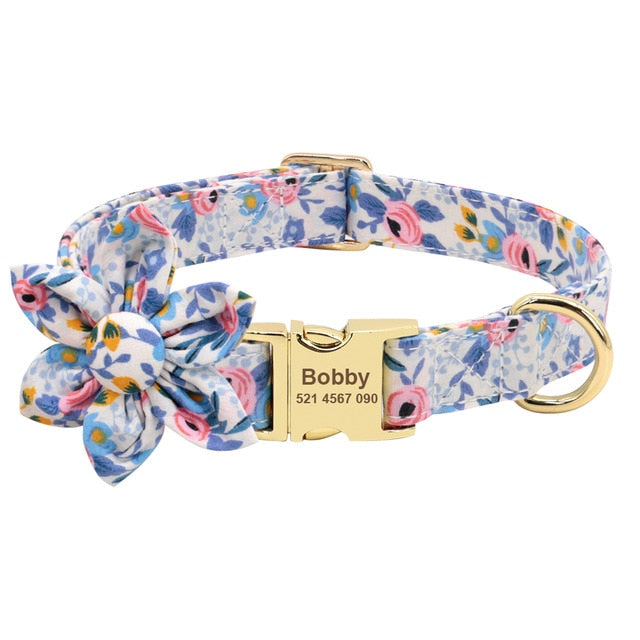 Collar personalizado para perros, correa con precinto de nailon, para mascotas, accesorio flor. - Mascotalux
