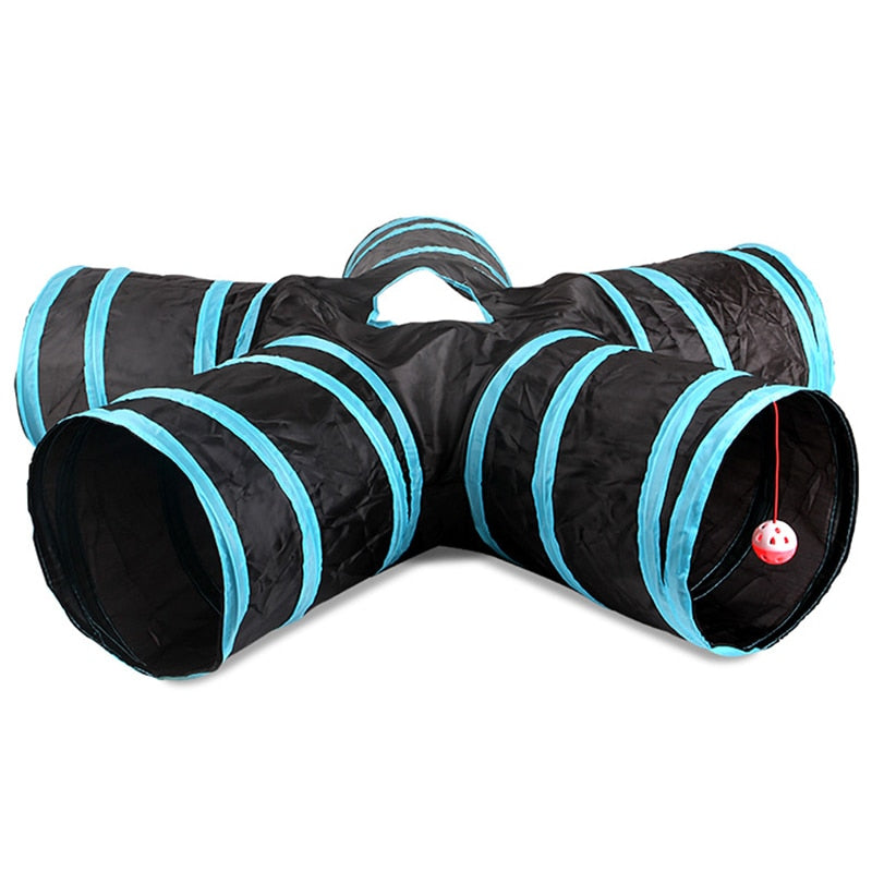 Túnel de Gato de 5/4/3 agujeros para gatos, Juguetes divertidos plegables para gatos. - Mascotalux