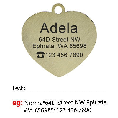 Placa de identificación para perros y gatos con grabado personalizado. Antipérdida, grabado gratis, colgante con forma de corazón. - Mascotalux