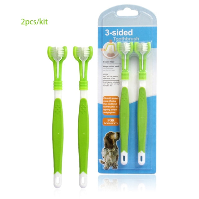 Kit de cepillo de dientes para mascotas, tres cabezales, cepillo de dientes para perros, cuidado de los dientes para perros y gatos - Mascotalux