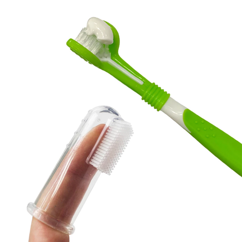 Kit de cepillo de dientes para mascotas, tres cabezales, cepillo de dientes para perros, cuidado de los dientes para perros y gatos - Mascotalux