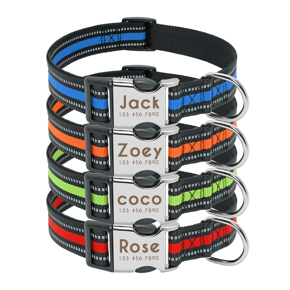 Collar para perro, personalizado con placa de etiqueta de identificación grabada - Mascotalux