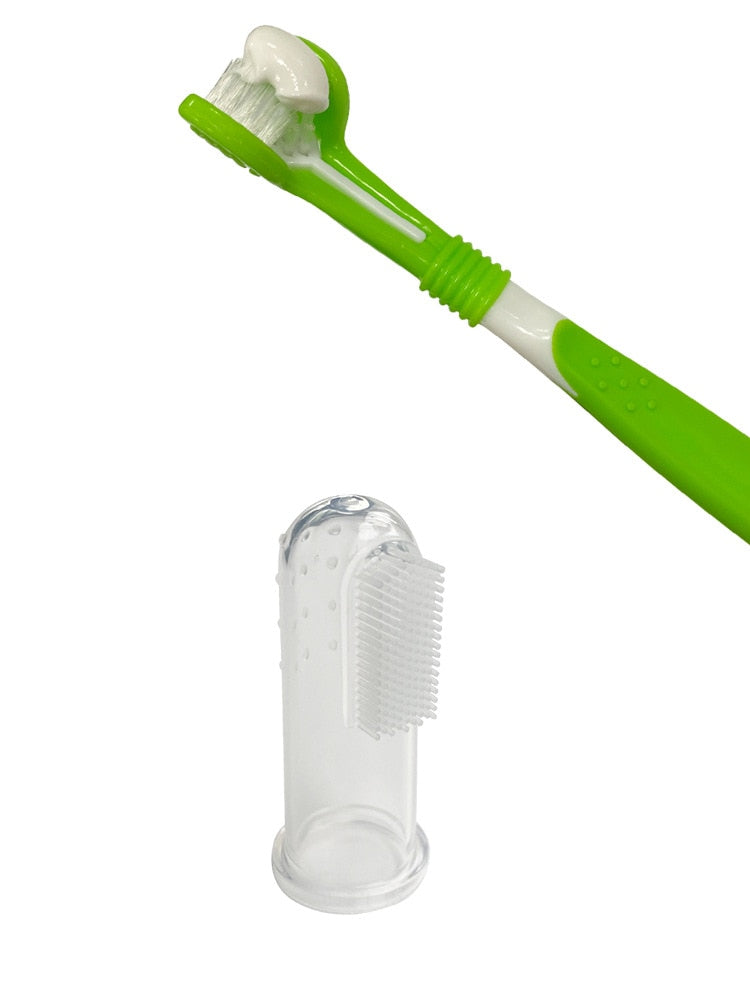 Kit de cepillo de dientes para mascotas, tres cabezales, cepillo de dientes para perros, cuidado de los dientes para perros y gatos - Mascotalux