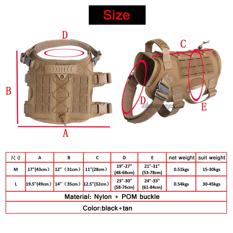 Chaleco táctico de nailon para perros, chaleco militar de caza y tiro para perros, chaleco Molle de entrenamiento Airsoft - Mascotalux