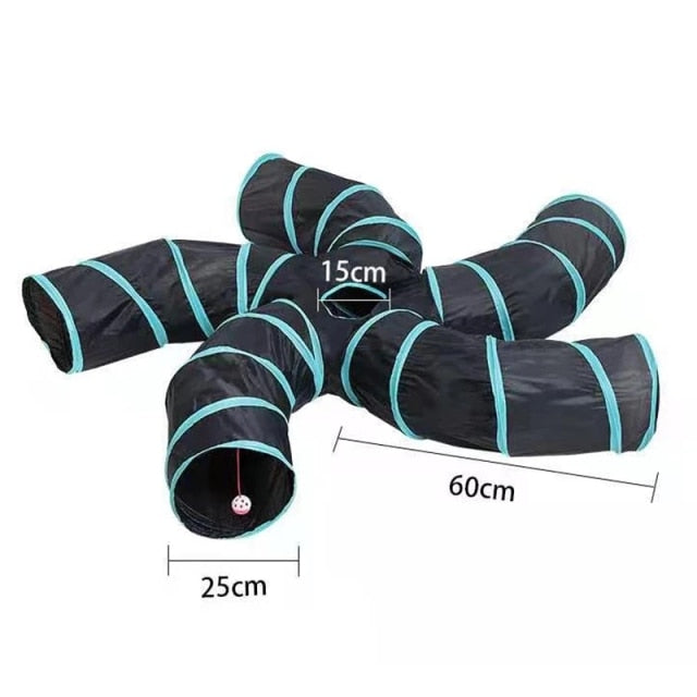 Túnel de Gato de 5/4/3 agujeros para gatos, Juguetes divertidos plegables para gatos. - Mascotalux