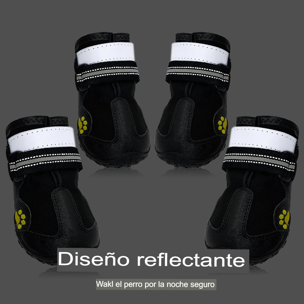 Zapatos reflectantes para perros, calzado impermeable, botines cálidos para nieve y lluvia.