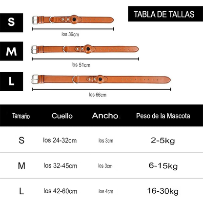 Domina la Aventura: Collar de Cuero con Soporte Airtag para Perros Intrépidos