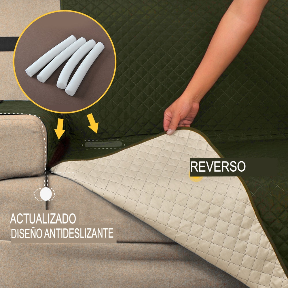 Funda de sofá acolchada impermeable para mascotas, lavable a máquina.