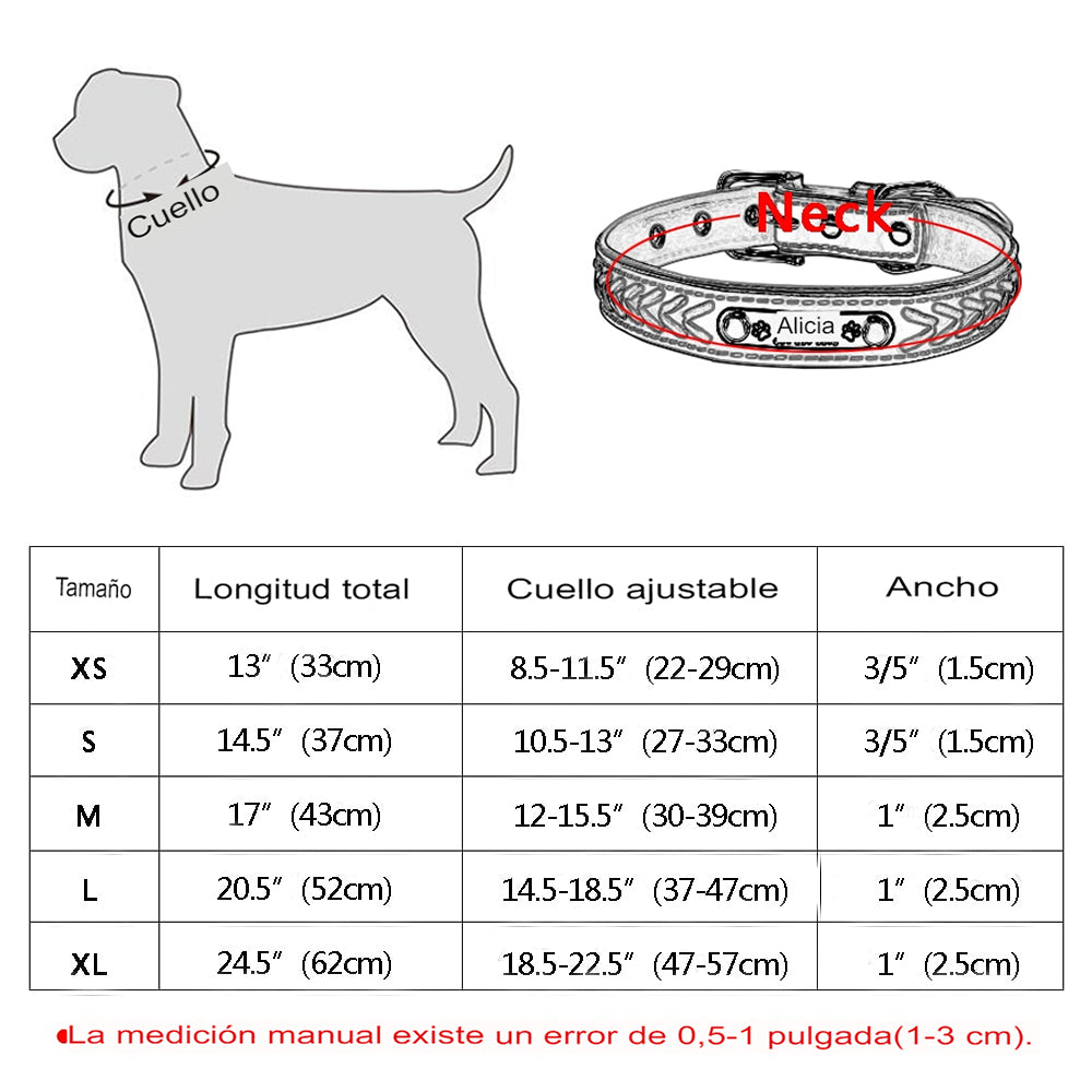 Collar de cuero personalizado para perros,  medianos y grandes, accesorio trenzado y plateado con nombre, etiquetas de identificación para mascotas.