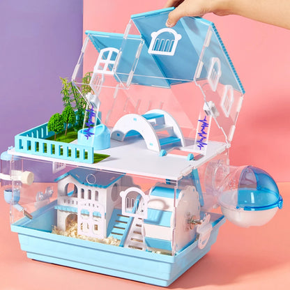 Jaula de 2 Pisos para Hámster | ¡Con juguetes y diseño transparente! 🐹