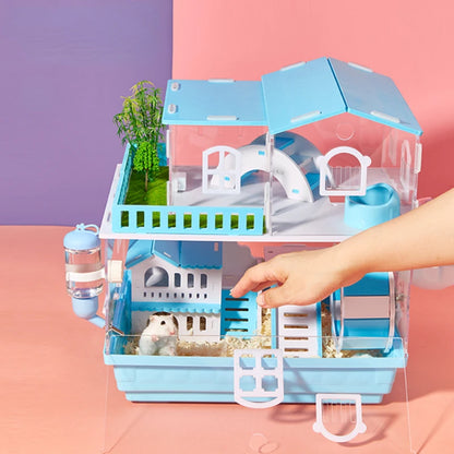 Jaula de 2 Pisos para Hámster | ¡Con juguetes y diseño transparente! 🐹