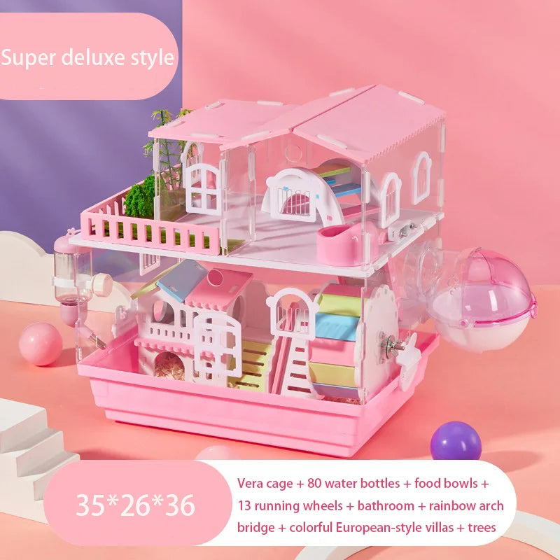 Jaula de 2 Pisos para Hámster | ¡Con juguetes y diseño transparente! 🐹