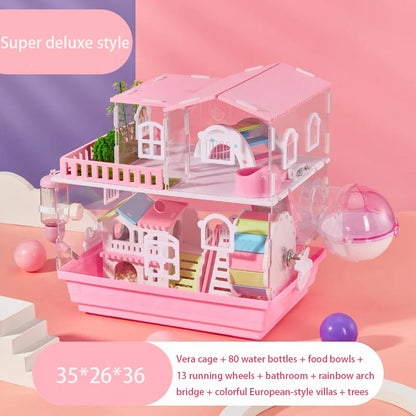 Jaula de 2 Pisos para Hámster | ¡Con juguetes y diseño transparente! 🐹