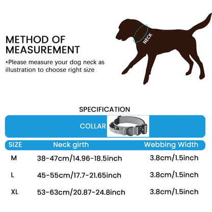 Collar militar táctico con correa para perros grandes, fuerte y ajustable