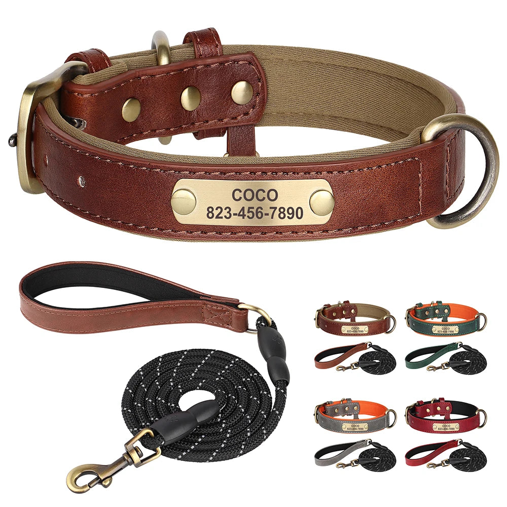 Collar de cuero personalizado para perros: cómodo, ajustable y seguro.