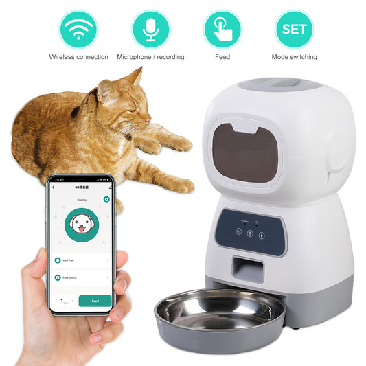 Alimentador automático para gatos y perros, dispensador de comida inteligente.