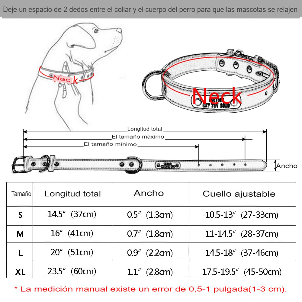 Collar para perros personalizado, accesorio para mascotas de piel sintética.