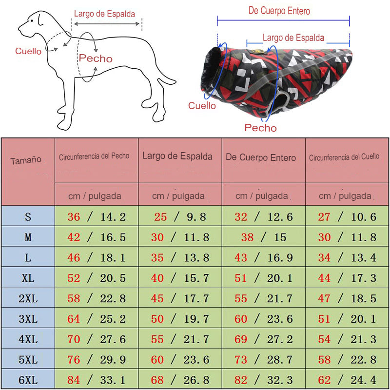 Chaqueta para perro de raza grande, abrigo impermeable reflectante, Labrador, Chihuahua, Pug.