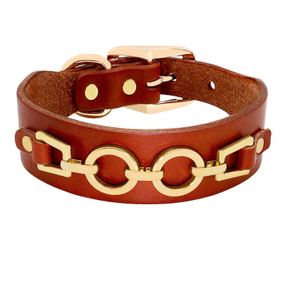 Collar de cuero genuino para perros pequeños medianos grandes.