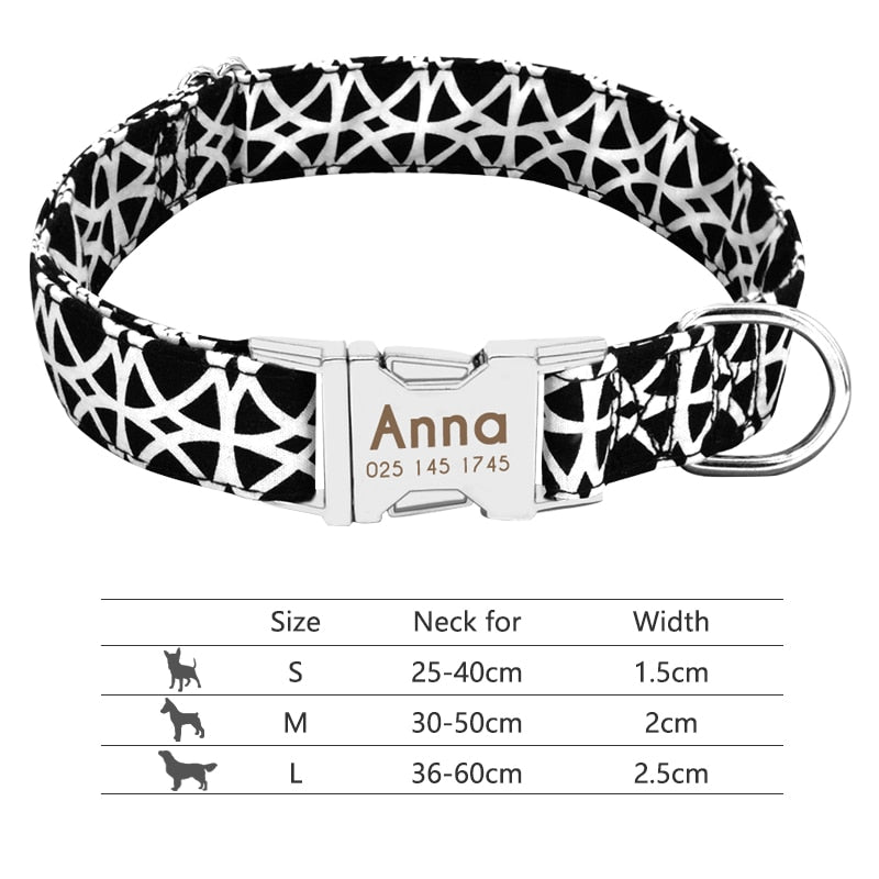 Collar para perro, personalizado con placa de etiqueta de identificación grabada