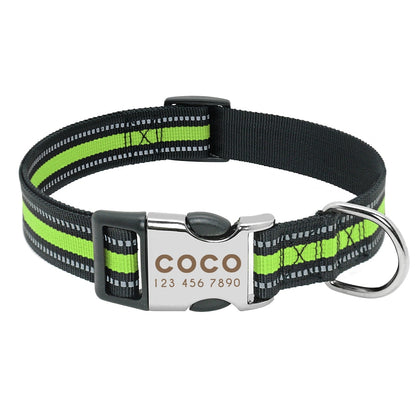 Collar para perro, personalizado con placa de etiqueta de identificación grabada