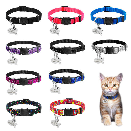 Collar de seguridad para gatos, Collar personalizado de liberación rápida con campana para gatitos y cachorros
