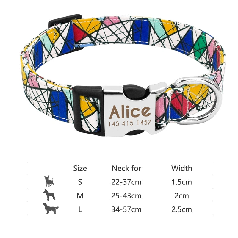 Collar para perro, personalizado con placa de etiqueta de identificación grabada