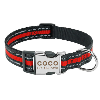 Collar para perro, personalizado con placa de etiqueta de identificación grabada